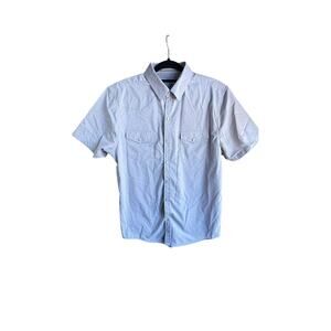 Craft & Flow Outlander Shirt Men M Beige Khaki Pearl Snap Button Up Short Sleeve